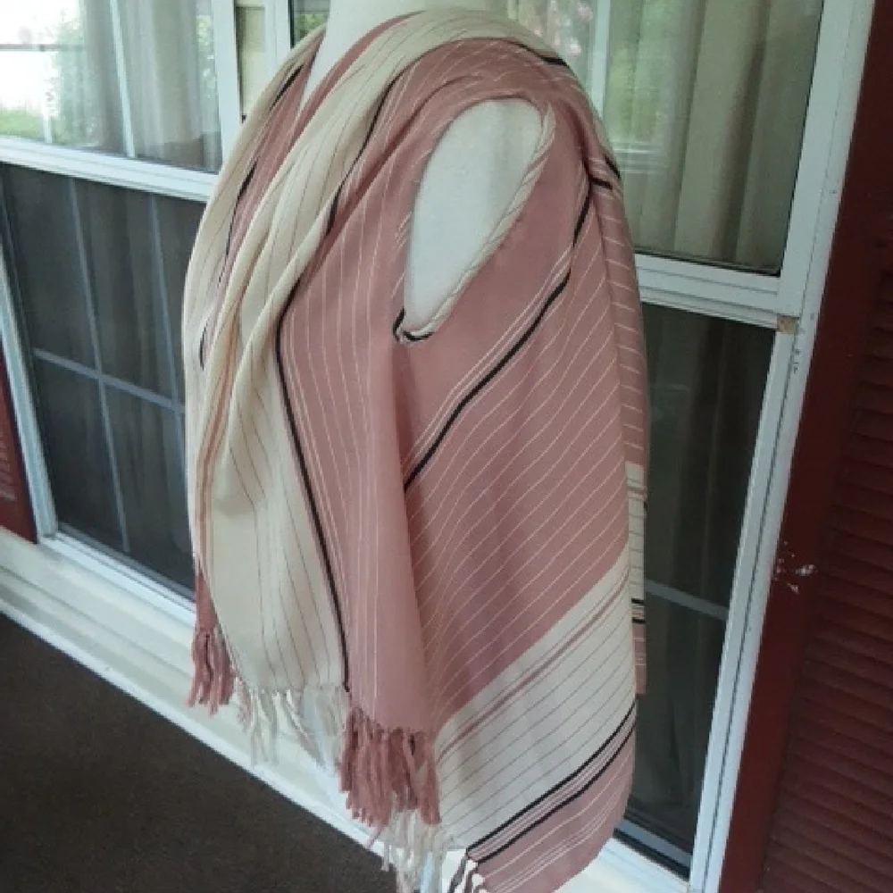 J. Crew Pink and‎ Cream Striped Wrap Shawl/Scarf